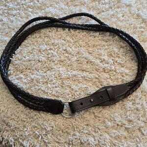 Braided Rope Leather Belt Brown Silver XL